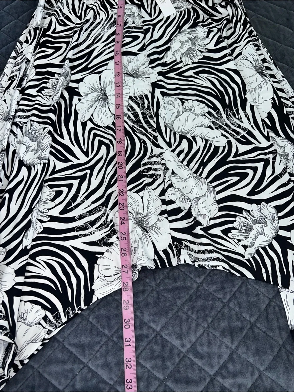 Chico's Zebra Skirt Womens Large 12 2 Handkerchief Hem Floral Maxi C5
